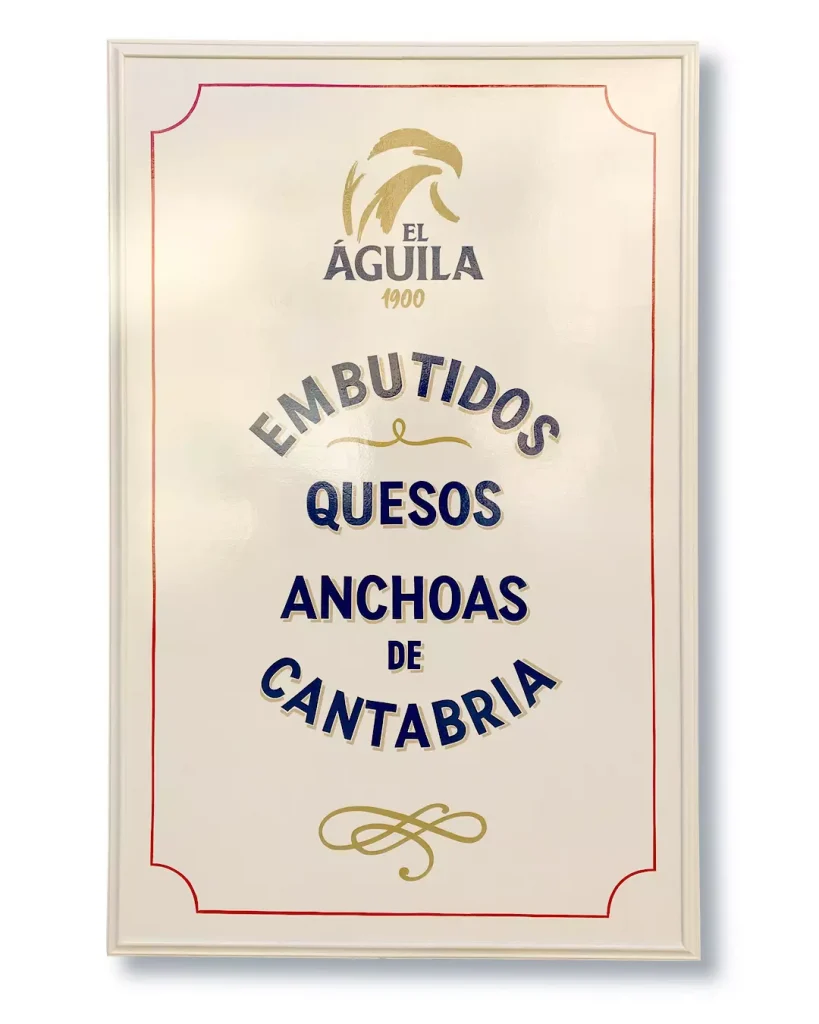 Letrero estilo antiguo Embutidos Quesos Anchoas de Cantabria